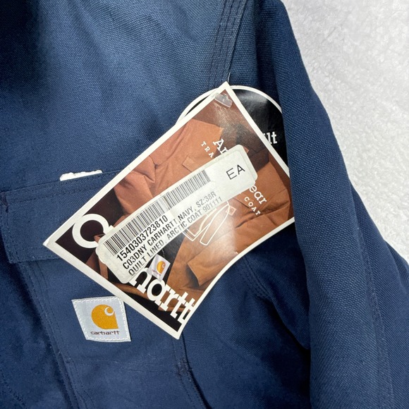 Carhartt Arctic Jacket‎ Nylon Quilt Lined Mens Small C03 NVY Navy Blue - Picture 10 of 15